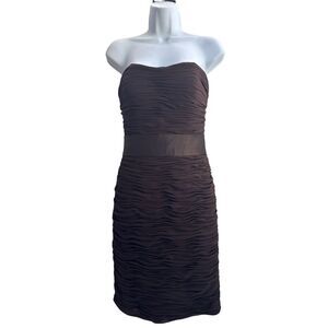 Bill Levkoff Brown‎ Strapless Dress Ruched Bridesmaid Prom Formal Dress Size 4